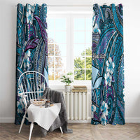 Personalised Hawaii Tribal Humpback Whale Window Curtain Polu Hibiscus Seamless Pattern LT9 - Polynesian Pride