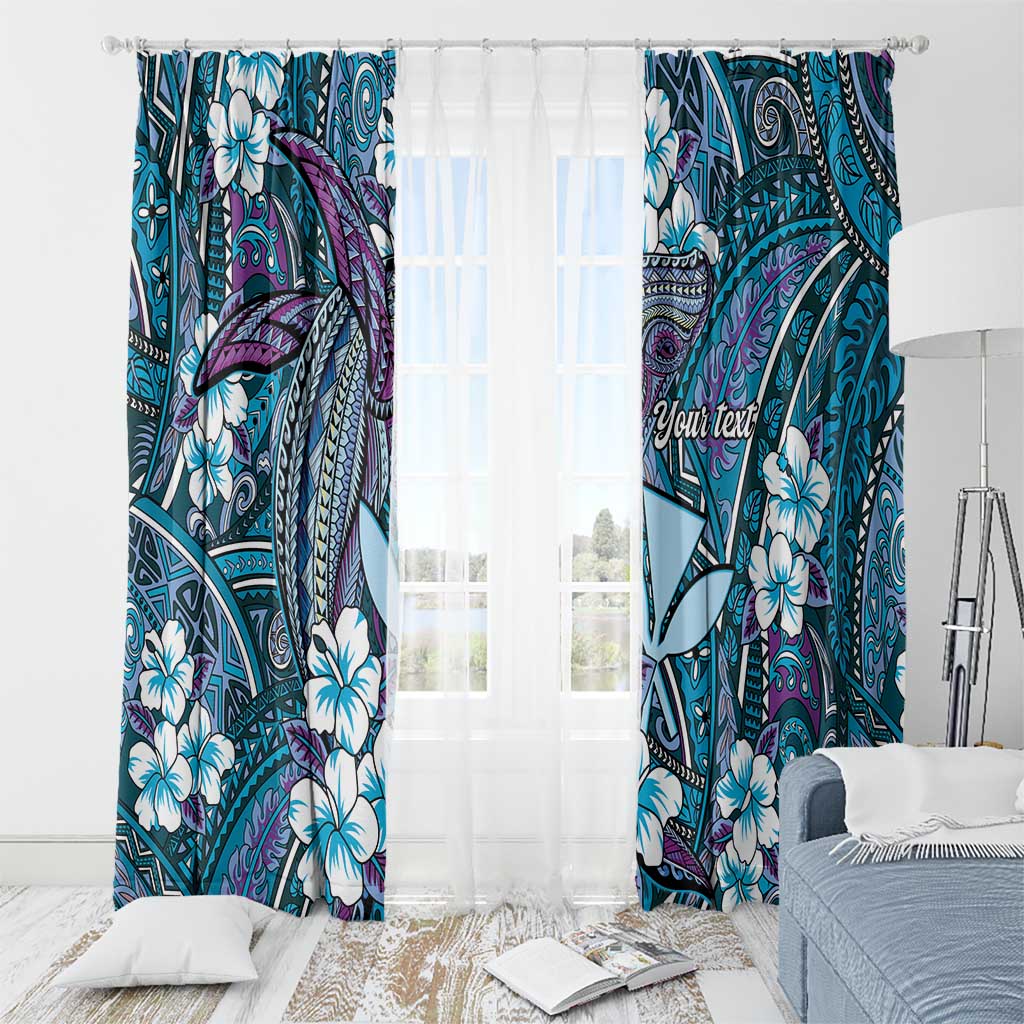 Personalised Hawaii Tribal Humpback Whale Window Curtain Polu Hibiscus Seamless Pattern LT9 - Polynesian Pride