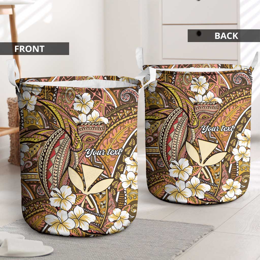 Personalised Hawaii Tribal Humpback Whale Laundry Basket Melemele Hibiscus Seamless Pattern LT9 - Polynesian Pride