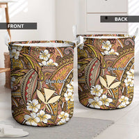 Personalised Hawaii Tribal Humpback Whale Laundry Basket Melemele Hibiscus Seamless Pattern LT9 - Polynesian Pride