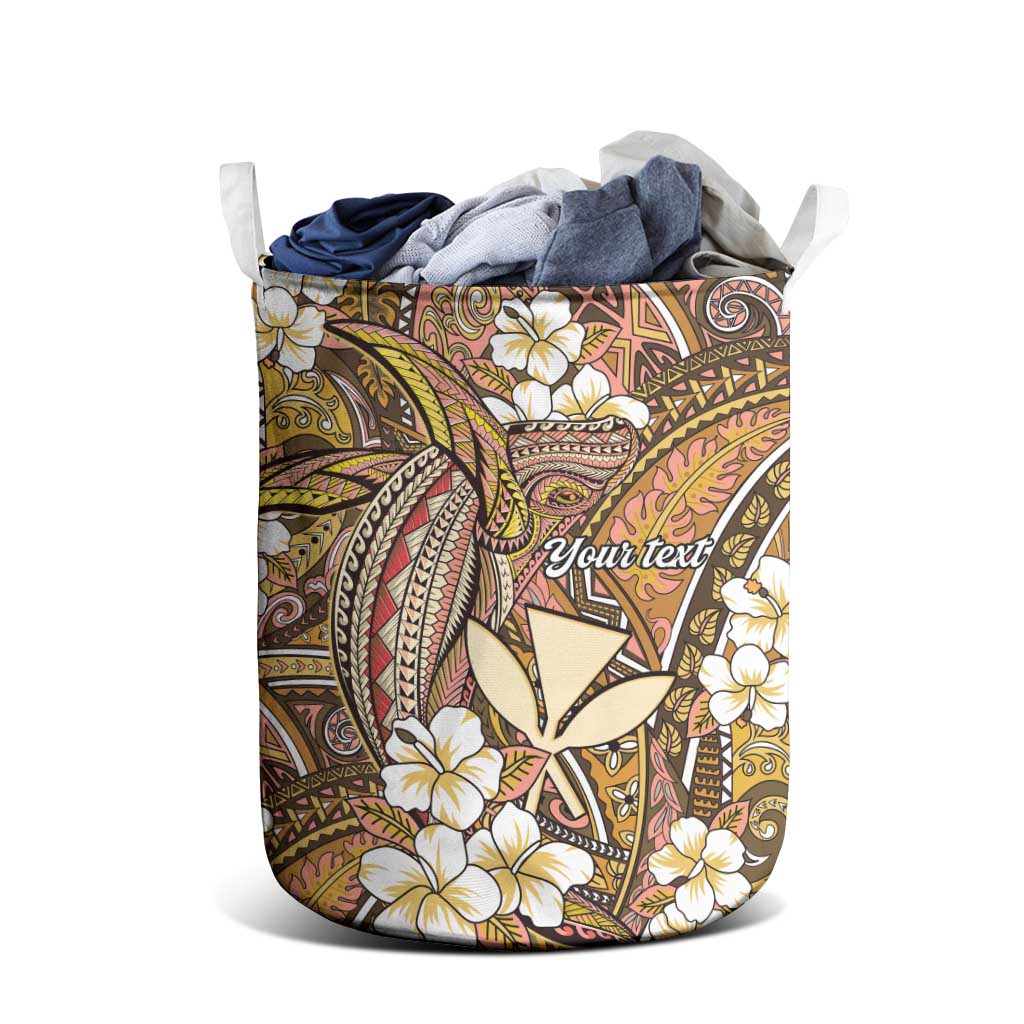 Personalised Hawaii Tribal Humpback Whale Laundry Basket Melemele Hibiscus Seamless Pattern LT9 - Polynesian Pride