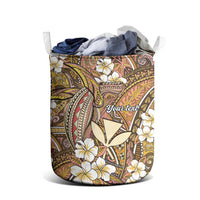 Personalised Hawaii Tribal Humpback Whale Laundry Basket Melemele Hibiscus Seamless Pattern LT9 - Polynesian Pride