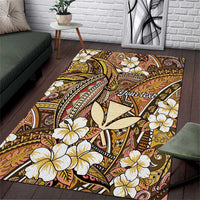 Personalised Hawaii Tribal Humpback Whale Area Rug Melemele Hibiscus Seamless Pattern LT9 Gold - Polynesian Pride