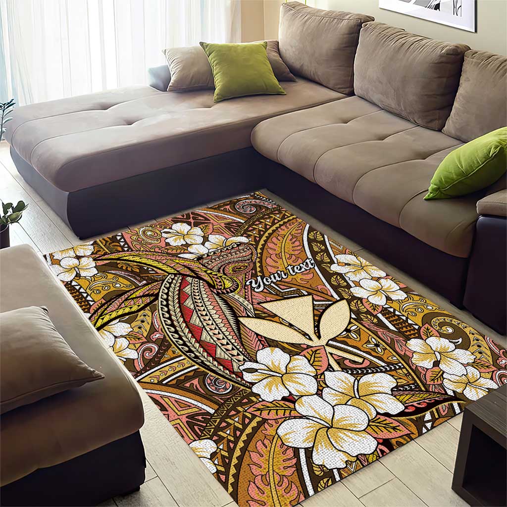 Personalised Hawaii Tribal Humpback Whale Area Rug Melemele Hibiscus Seamless Pattern LT9 - Polynesian Pride