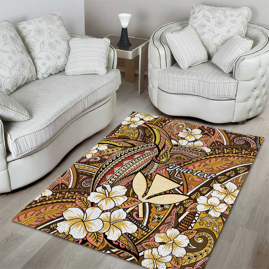 Personalised Hawaii Tribal Humpback Whale Area Rug Melemele Hibiscus Seamless Pattern LT9 - Polynesian Pride
