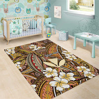 Personalised Hawaii Tribal Humpback Whale Area Rug Melemele Hibiscus Seamless Pattern LT9 - Polynesian Pride