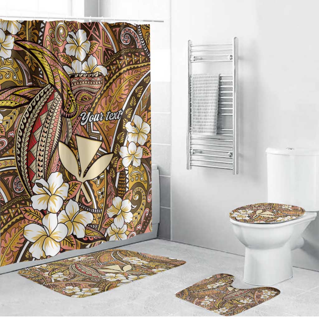 Personalised Hawaii Tribal Humpback Whale Bathroom Set Melemele Hibiscus Seamless Pattern LT9 Bathroom Set (4 pcs) Gold - Polynesian Pride