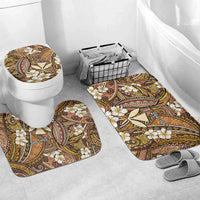Personalised Hawaii Tribal Humpback Whale Bathroom Set Melemele Hibiscus Seamless Pattern LT9 Mat Set Only (3 pcs) One Size Gold - Polynesian Pride