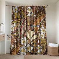 Personalised Hawaii Tribal Humpback Whale Bathroom Set Melemele Hibiscus Seamless Pattern LT9 Shower Curtain Only Gold - Polynesian Pride