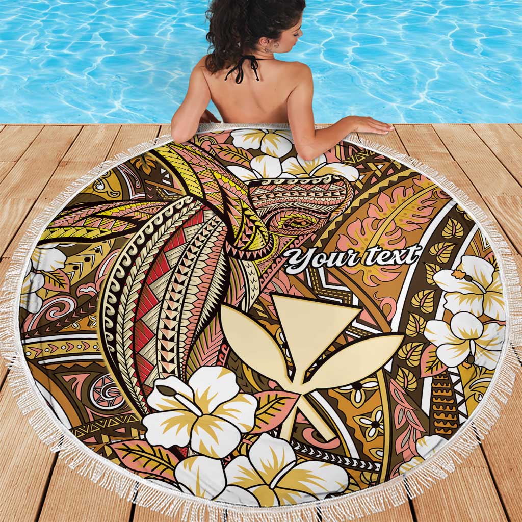 Personalised Hawaii Tribal Humpback Whale Beach Blanket Melemele Hibiscus Seamless Pattern LT9 - Polynesian Pride