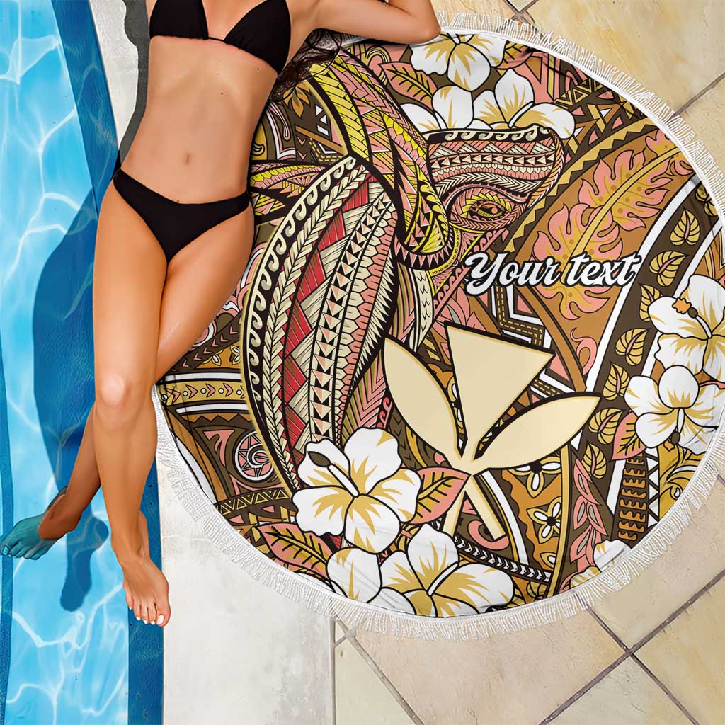 Personalised Hawaii Tribal Humpback Whale Beach Blanket Melemele Hibiscus Seamless Pattern LT9 - Polynesian Pride