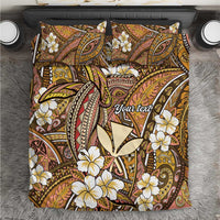 Personalised Hawaii Tribal Humpback Whale Bedding Set Melemele Hibiscus Seamless Pattern LT9 Gold - Polynesian Pride