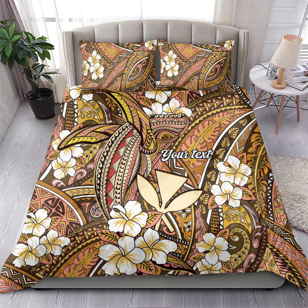 Personalised Hawaii Tribal Humpback Whale Bedding Set Melemele Hibiscus Seamless Pattern LT9 - Polynesian Pride