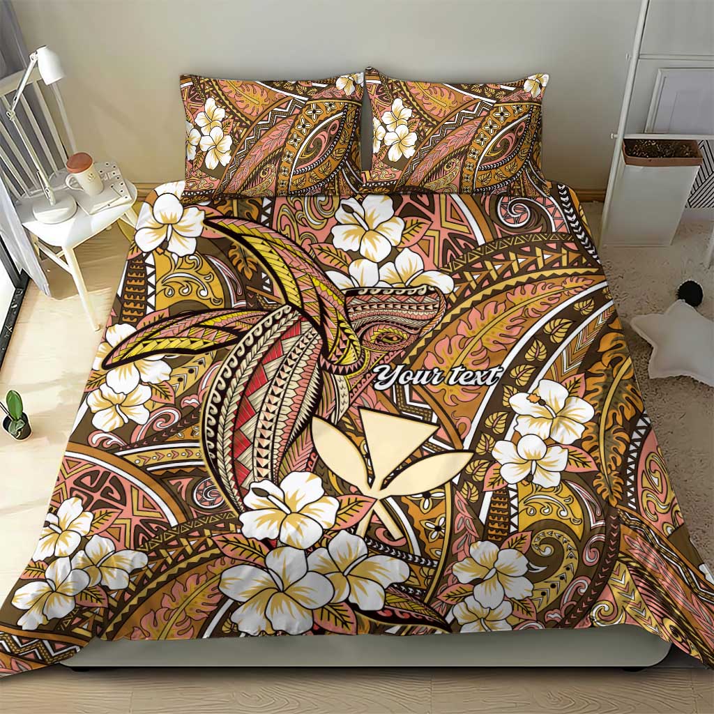 Personalised Hawaii Tribal Humpback Whale Bedding Set Melemele Hibiscus Seamless Pattern LT9 - Polynesian Pride