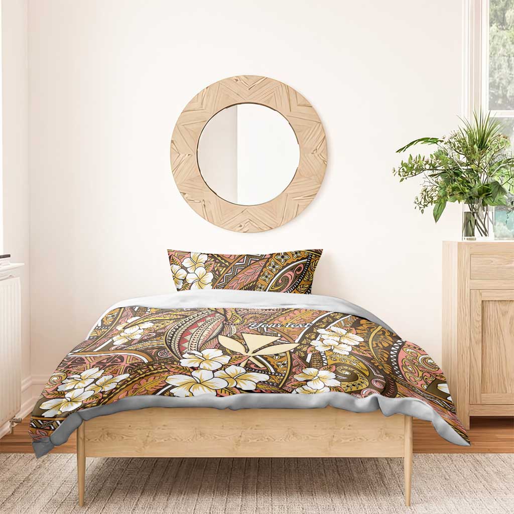 Personalised Hawaii Tribal Humpback Whale Bedding Set Melemele Hibiscus Seamless Pattern LT9 - Polynesian Pride