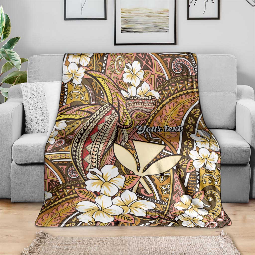 Personalised Hawaii Tribal Humpback Whale Blanket Melemele Hibiscus Seamless Pattern LT9 - Polynesian Pride
