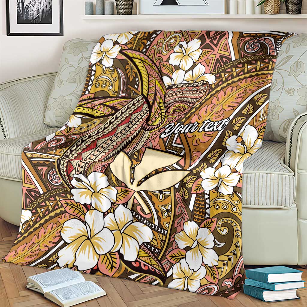 Personalised Hawaii Tribal Humpback Whale Blanket Melemele Hibiscus Seamless Pattern LT9 - Polynesian Pride