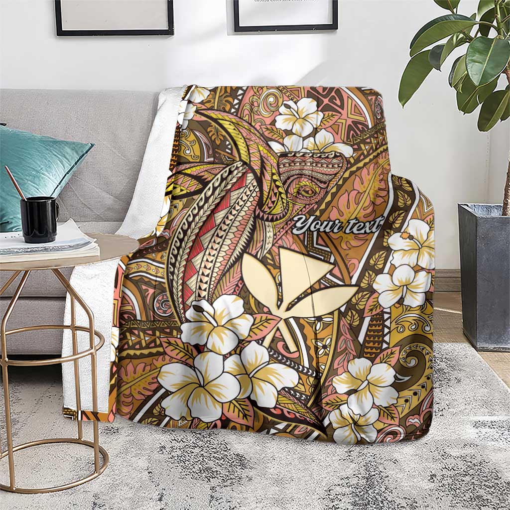Personalised Hawaii Tribal Humpback Whale Blanket Melemele Hibiscus Seamless Pattern LT9 - Polynesian Pride