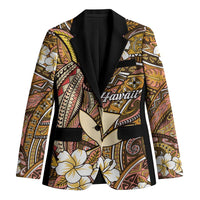 Personalised Hawaii Tribal Humpback Whale Blazer Melemele Hibiscus Seamless Pattern LT9 Unisex Gold - Polynesian Pride