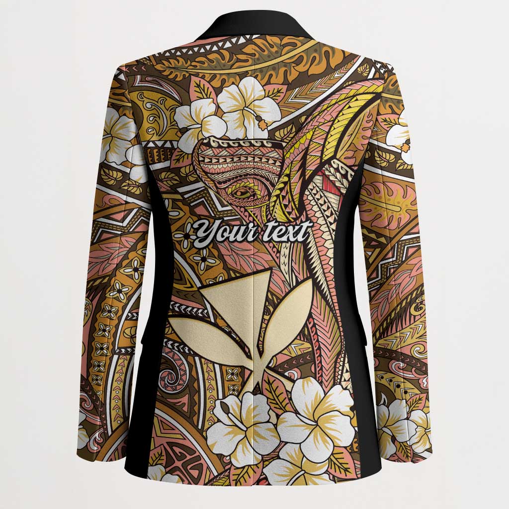 Personalised Hawaii Tribal Humpback Whale Blazer Melemele Hibiscus Seamless Pattern LT9 - Polynesian Pride