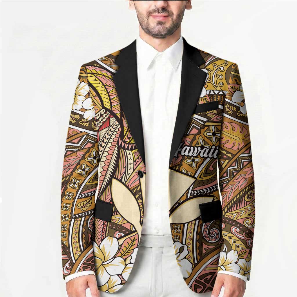 Personalised Hawaii Tribal Humpback Whale Blazer Melemele Hibiscus Seamless Pattern LT9 - Polynesian Pride