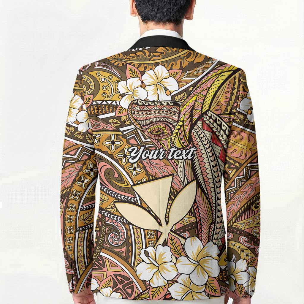 Personalised Hawaii Tribal Humpback Whale Blazer Melemele Hibiscus Seamless Pattern LT9 - Polynesian Pride