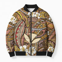 Personalised Hawaii Tribal Humpback Whale Bomber Puffer Jacket Melemele Hibiscus Seamless Pattern LT9 Unisex Gold - Polynesian Pride