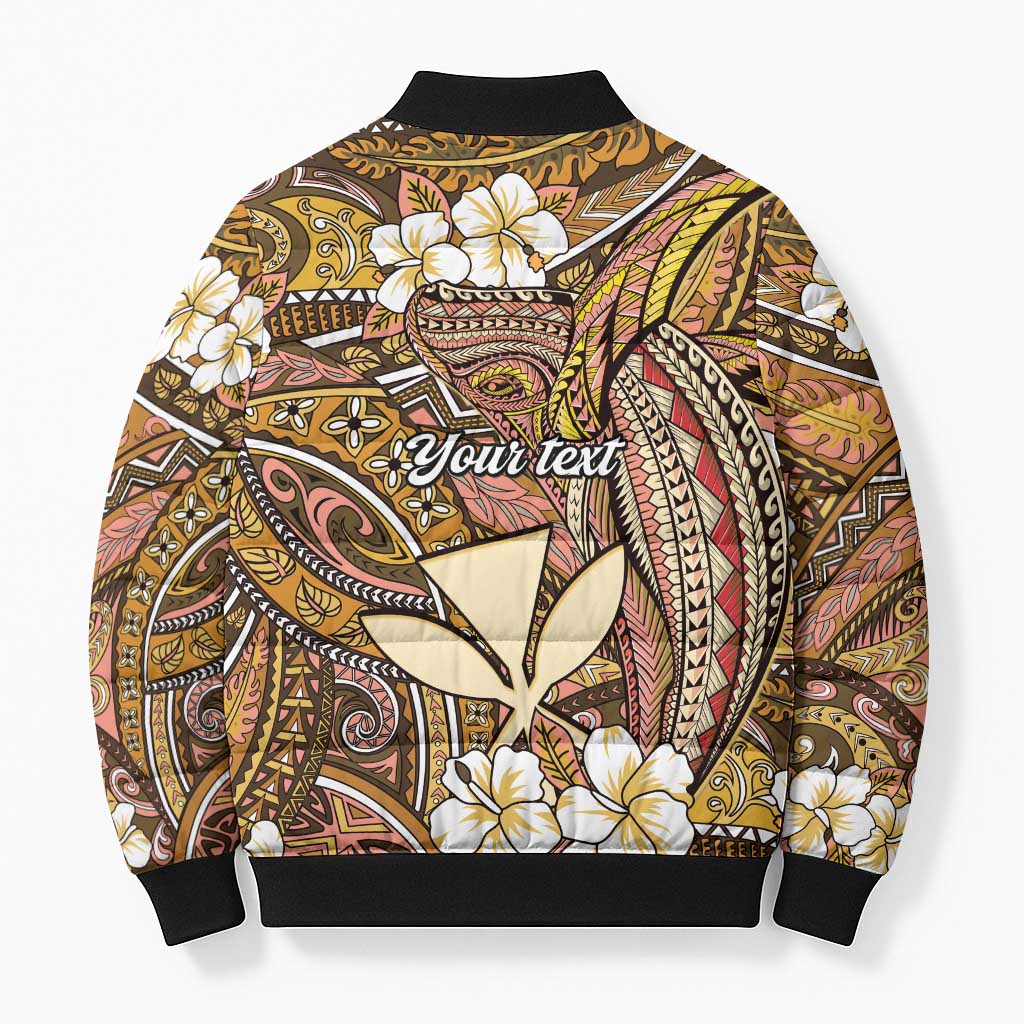 Personalised Hawaii Tribal Humpback Whale Bomber Puffer Jacket Melemele Hibiscus Seamless Pattern LT9 - Polynesian Pride