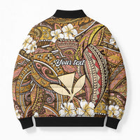 Personalised Hawaii Tribal Humpback Whale Bomber Puffer Jacket Melemele Hibiscus Seamless Pattern LT9 - Polynesian Pride