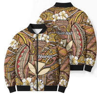 Personalised Hawaii Tribal Humpback Whale Bomber Puffer Jacket Melemele Hibiscus Seamless Pattern LT9 - Polynesian Pride