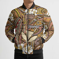 Personalised Hawaii Tribal Humpback Whale Bomber Puffer Jacket Melemele Hibiscus Seamless Pattern LT9 - Polynesian Pride