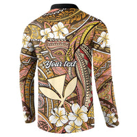 Personalised Hawaii Tribal Humpback Whale Button Sweatshirt Melemele Hibiscus Seamless Pattern LT9 - Polynesian Pride