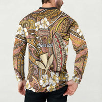 Personalised Hawaii Tribal Humpback Whale Button Sweatshirt Melemele Hibiscus Seamless Pattern LT9 - Polynesian Pride