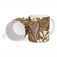 Personalised Hawaii Tribal Humpback Whale Ceramic Mug Melemele Hibiscus Seamless Pattern LT9 - Polynesian Pride