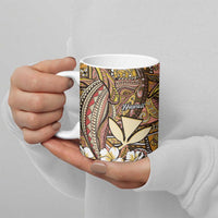 Personalised Hawaii Tribal Humpback Whale Ceramic Mug Melemele Hibiscus Seamless Pattern LT9 - Polynesian Pride