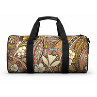 Personalised Hawaii Tribal Humpback Whale Duffle Bag Melemele Hibiscus Seamless Pattern LT9 One size Blue - Polynesian Pride