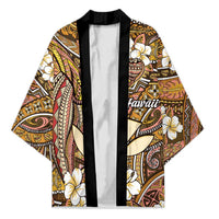 Personalised Hawaii Tribal Humpback Whale Kimono Melemele Hibiscus Seamless Pattern LT9 Unisex Gold - Polynesian Pride