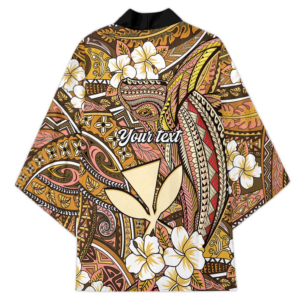 Personalised Hawaii Tribal Humpback Whale Kimono Melemele Hibiscus Seamless Pattern LT9 - Polynesian Pride