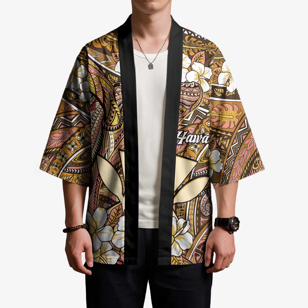 Personalised Hawaii Tribal Humpback Whale Kimono Melemele Hibiscus Seamless Pattern LT9 - Polynesian Pride