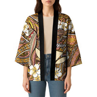 Personalised Hawaii Tribal Humpback Whale Kimono Melemele Hibiscus Seamless Pattern LT9 - Polynesian Pride