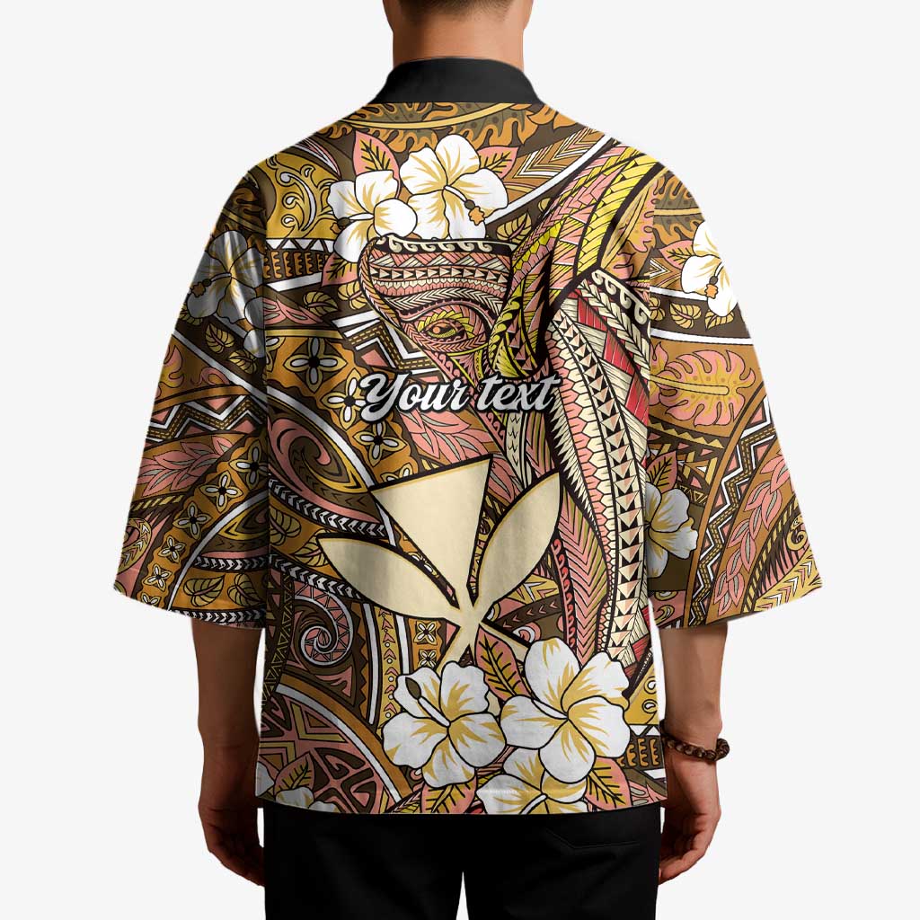 Personalised Hawaii Tribal Humpback Whale Kimono Melemele Hibiscus Seamless Pattern LT9 - Polynesian Pride