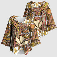 Personalised Hawaii Tribal Humpback Whale Kimono Sleeve Blouse Melemele Hibiscus Seamless Pattern LT9 - Polynesian Pride