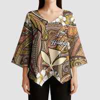 Personalised Hawaii Tribal Humpback Whale Kimono Sleeve Blouse Melemele Hibiscus Seamless Pattern LT9 - Polynesian Pride
