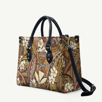 Personalised Hawaii Tribal Humpback Whale Leather Bag Melemele Hibiscus Seamless Pattern LT9 Gold - Polynesian Pride