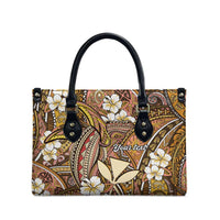 Personalised Hawaii Tribal Humpback Whale Leather Bag Melemele Hibiscus Seamless Pattern LT9 - Polynesian Pride