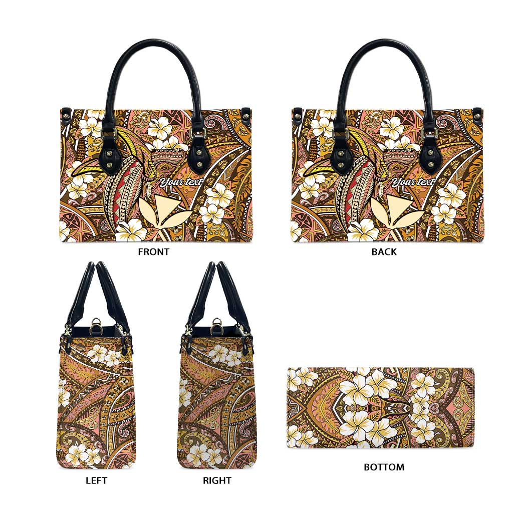 Personalised Hawaii Tribal Humpback Whale Leather Bag Melemele Hibiscus Seamless Pattern LT9 - Polynesian Pride