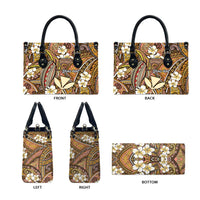Personalised Hawaii Tribal Humpback Whale Leather Bag Melemele Hibiscus Seamless Pattern LT9 - Polynesian Pride