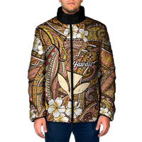 Personalised Hawaii Tribal Humpback Whale Padded Jacket Melemele Hibiscus Seamless Pattern LT9 Men Gold - Polynesian Pride