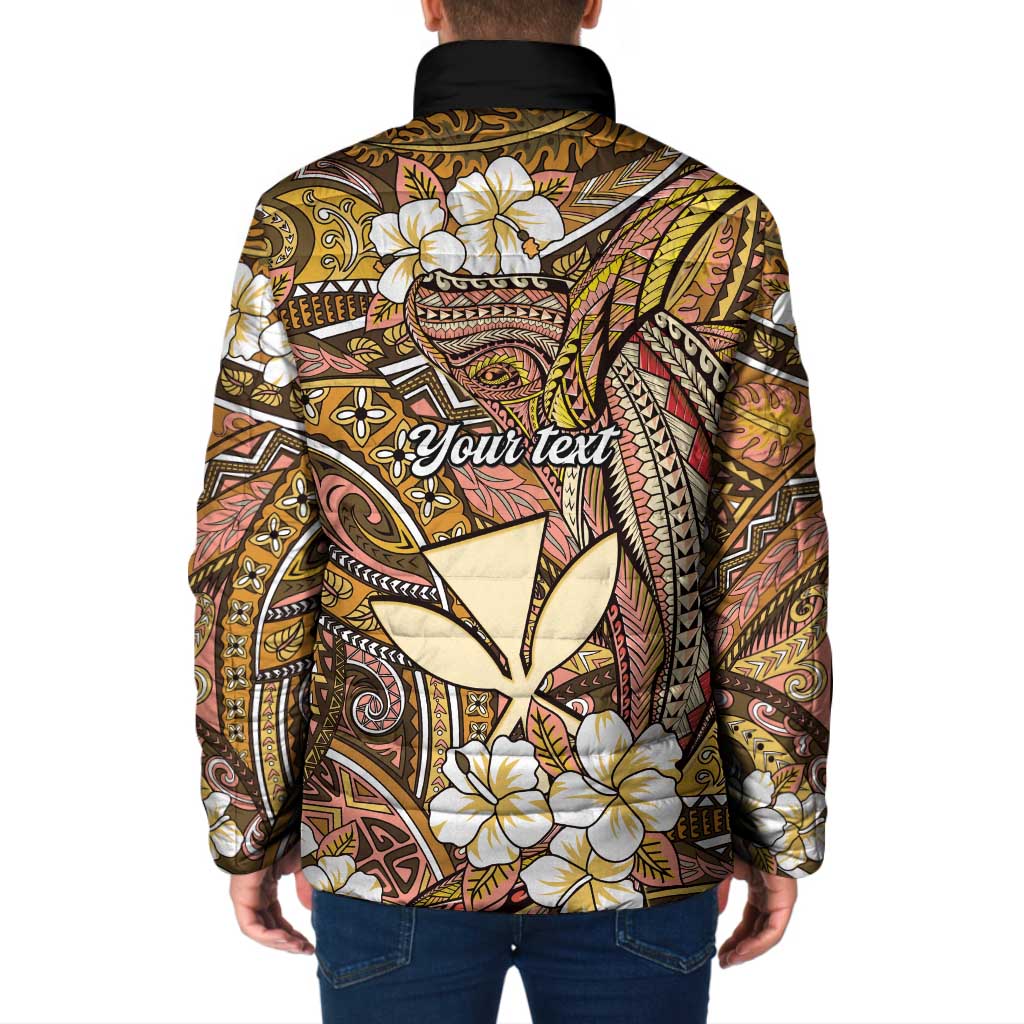 Personalised Hawaii Tribal Humpback Whale Padded Jacket Melemele Hibiscus Seamless Pattern LT9 - Polynesian Pride