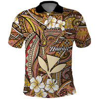 Personalised Hawaii Tribal Humpback Whale Polo Shirt Melemele Hibiscus Seamless Pattern LT9 Gold - Polynesian Pride